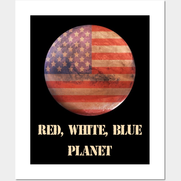 Red planet Mars American Flag Wall Art by W.Pyzel